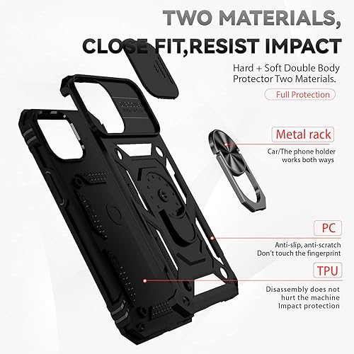 Miniatura 8 de Funda para iPhone 13 Mini con cubierta para lente de cámara, protector de pantalla HD, doble capa de protección contra caídas de grado militar,