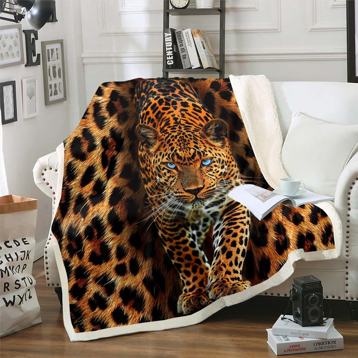 Erosebridal Safari Cheetah Fleece Blanket Brown Leopard