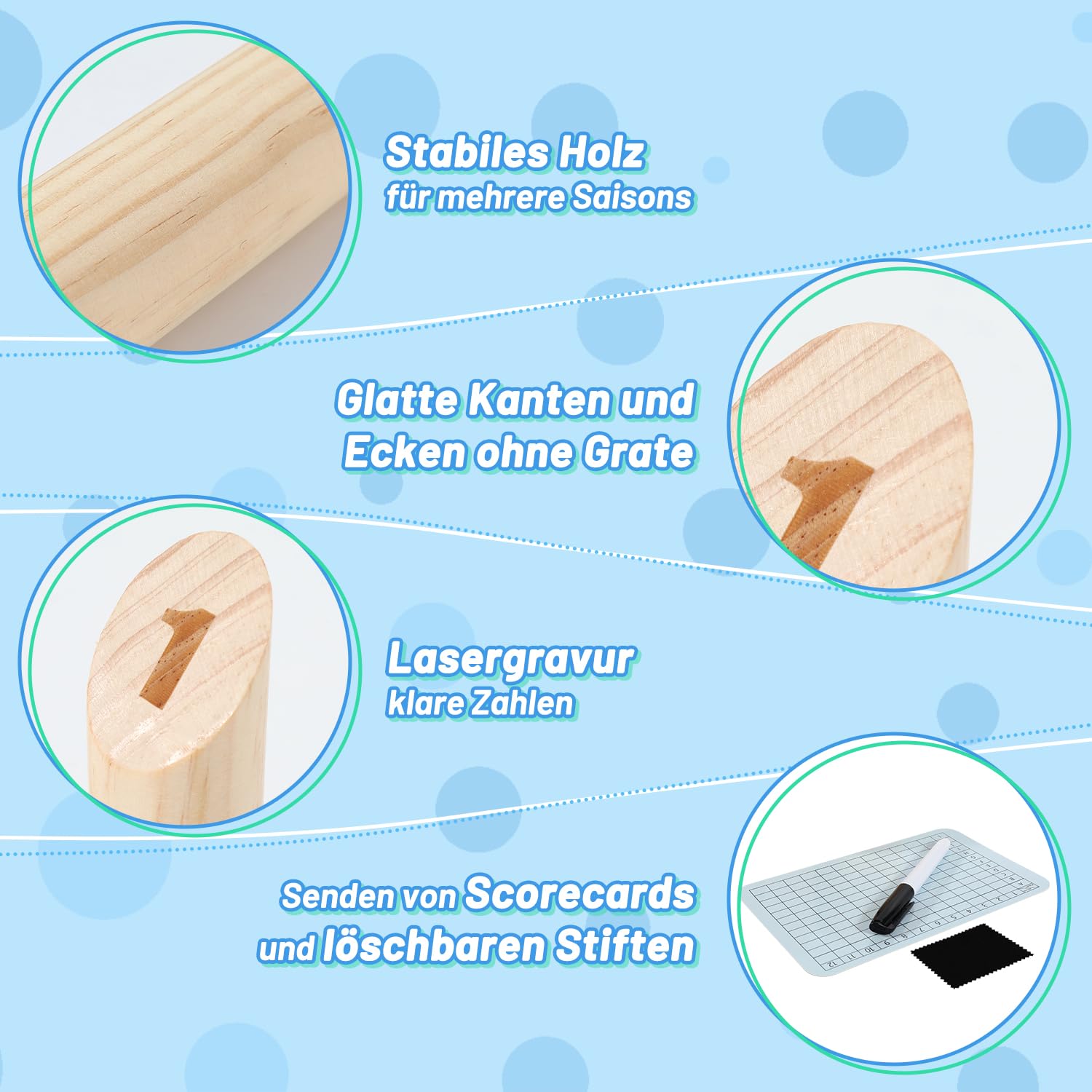 Kubb Wikinger Spiel aus Naturholz – Skandinavisches Wurfspiel für Erwachsene und Kinder – Outdoor-Spiel für Garten, Strand und Park – Inklusive Spielanleitung