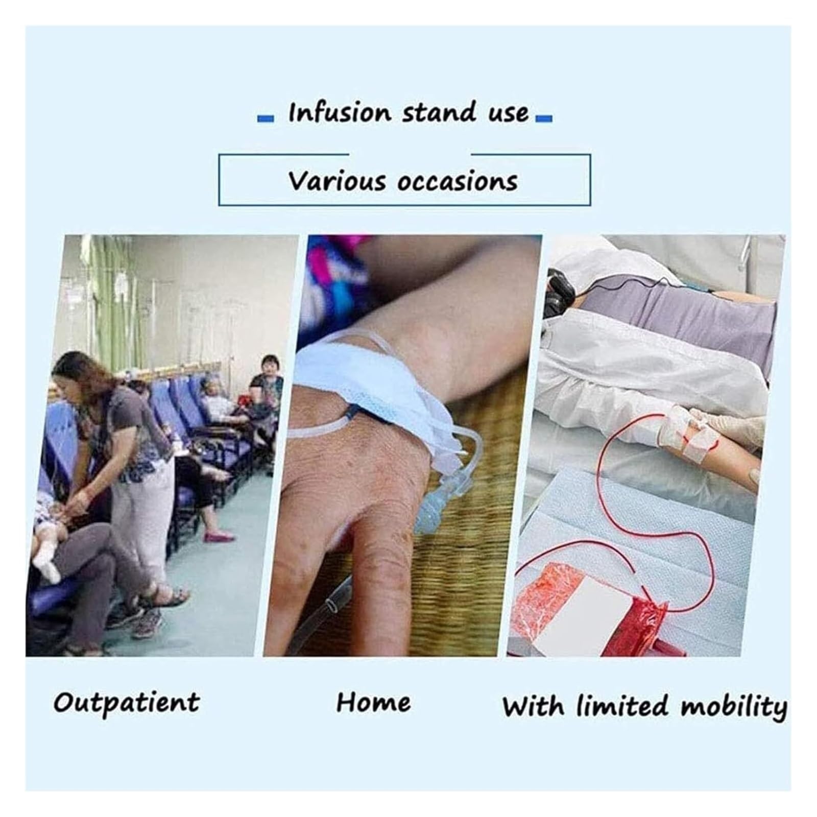 Vive IV Pole con ruedas Soporte for bolsa de líquidos IV con 2 ganchos y altura ajustable for atención domiciliaria, hospitales Postes IV