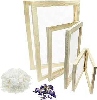 Cayway Pantalla para Fabricación de Papel, 3 Estilo Marco de Molde de Fabricación de Papel de Madera, Flores Secas para Fabricación de Papel de Madera y Manualidades