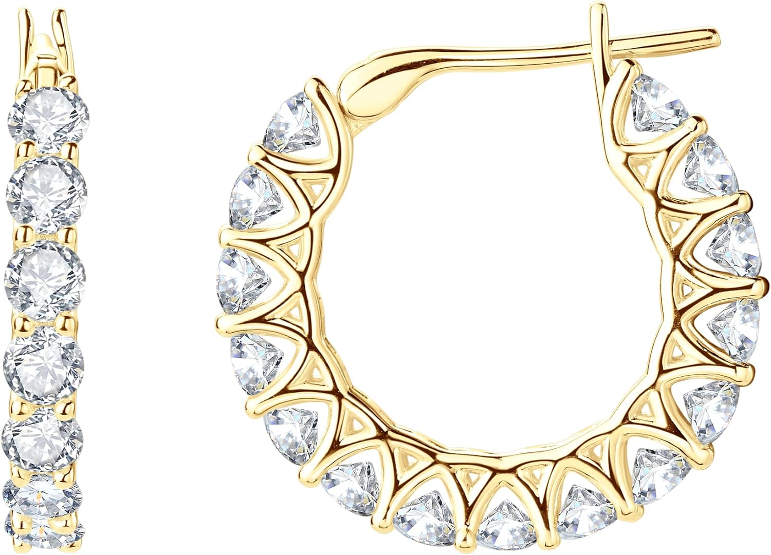 Hoop Earrings for Women, 5A Cubic Zirconia Full Eternity CZ Huggie Hoop Earrings Imitation Diamond Bridal Trendy Jewelry Valentine Anniversary Day Birthday Gifts for Her