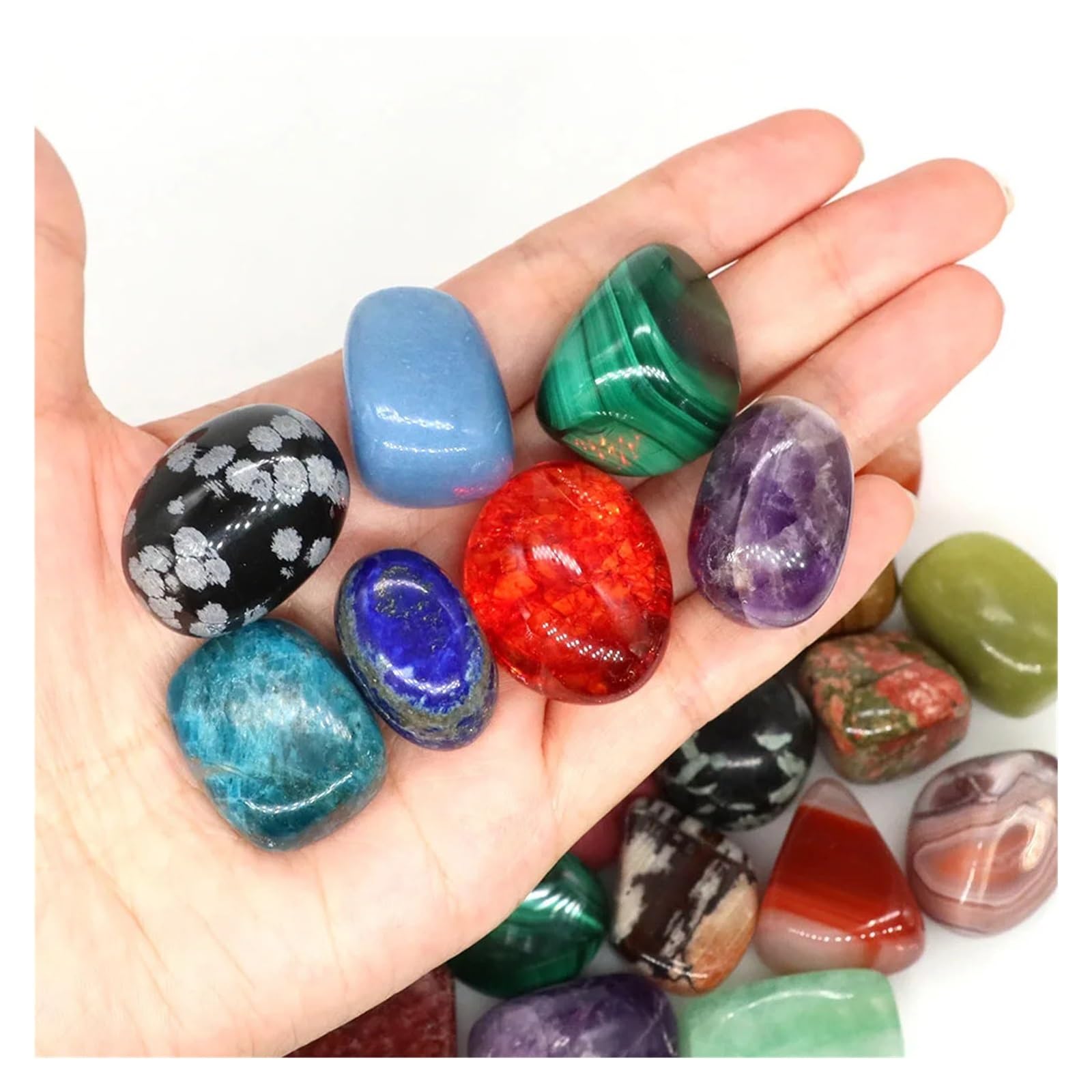 Trommelsteine, Massenerz, Kies, Probe, Heilkristalle, Quarz, Energieedelsteine, Mineralien, Aquarium, Garten, Heimdekoration FüR BlumentöPfe Und Aquarien(Color23,1000g)