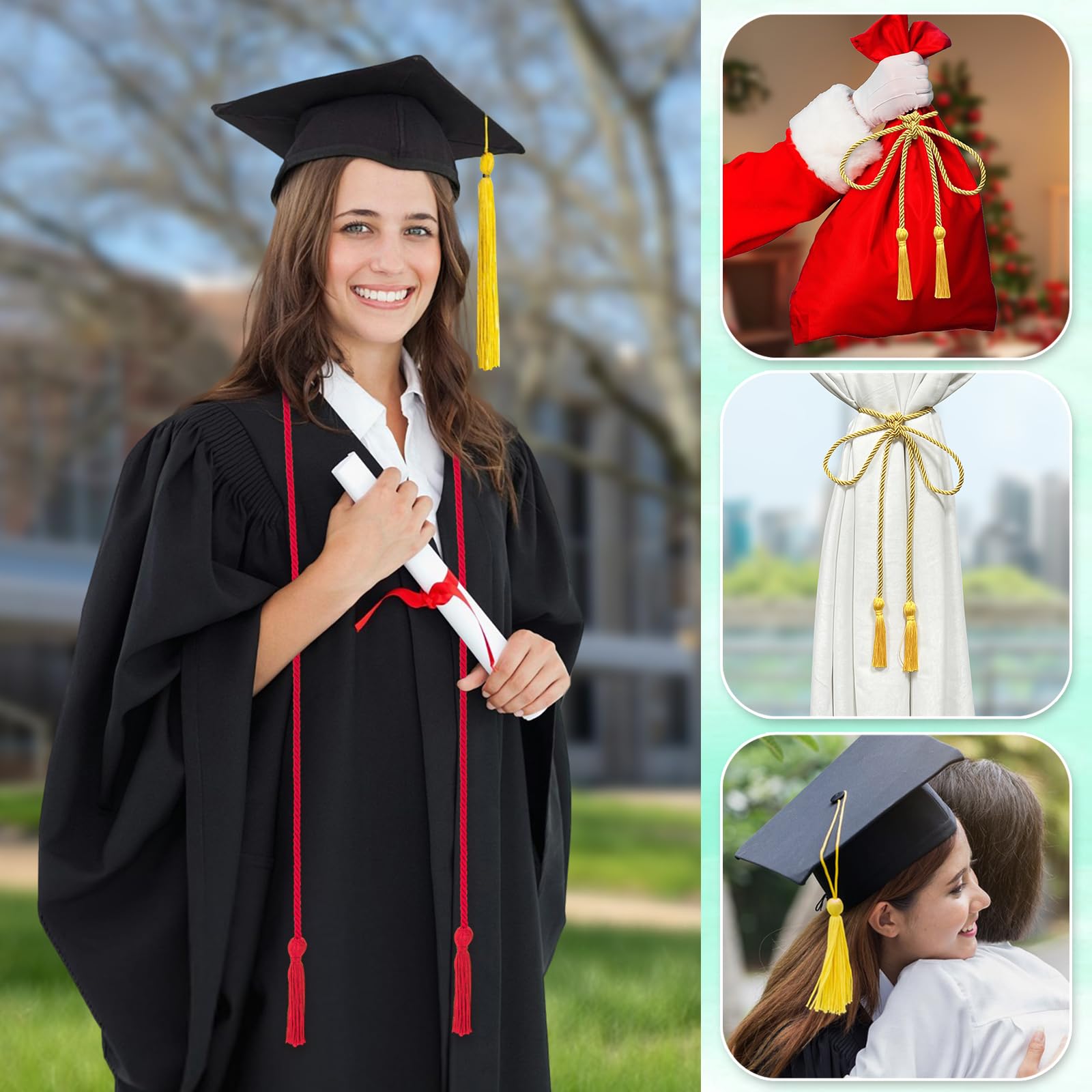 GRADFTY Double Graduation Honor Cords – 68 Inch Braided Cords With Tassels For Graduation Ceremonies