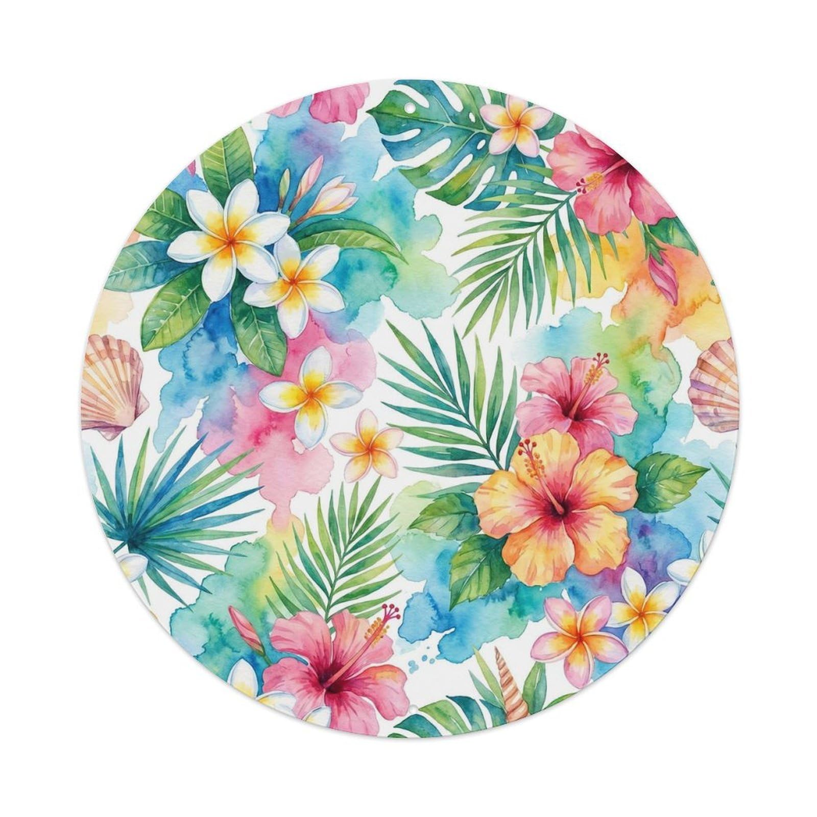 Olyhtr 8X8inch Classic Style Tropical Flowers Borabora Polynesian Travel Watercolor Metal Tin Sign