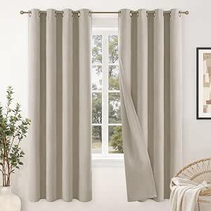 INOVADAY Tende oscuranti 100% per camera da letto, isolamento termico in lino, lunghezza 150 cm, 2