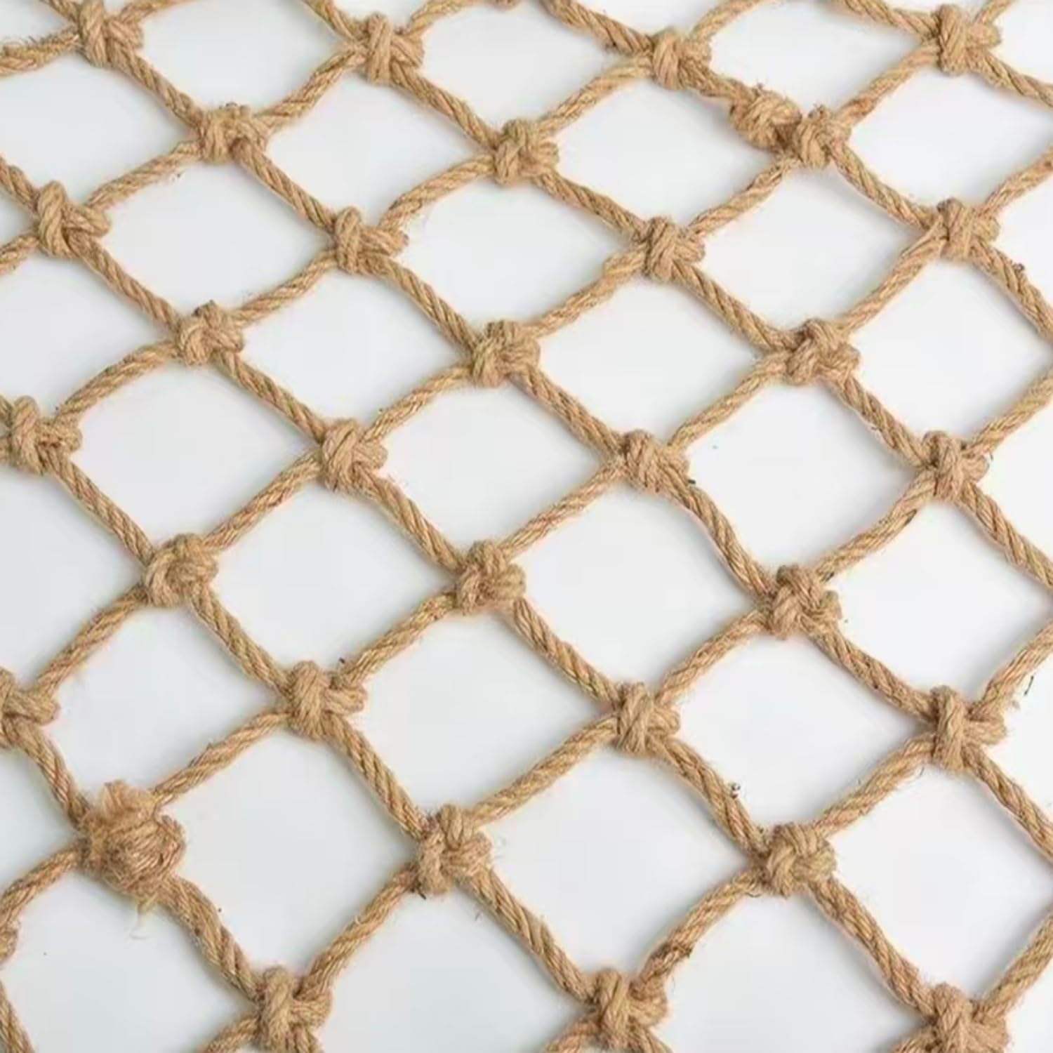 Lxlambentive Jute Hemp Rope Net Natural Rope Netting 8mm Rope Diameter*10cm Mesh Durable Handwoven Child Safety Net & Plant Support Netting For Balcony, Stair, Garden, Pet Protection(1x10m)