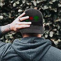 Vista 4 de Gorra de béisbol I Love Alien Extraterrestre Bordado Algodón Suave Malla Gorra Snapback Negro Carbón Diseño Sólo, Diseño de carbón negro solamente