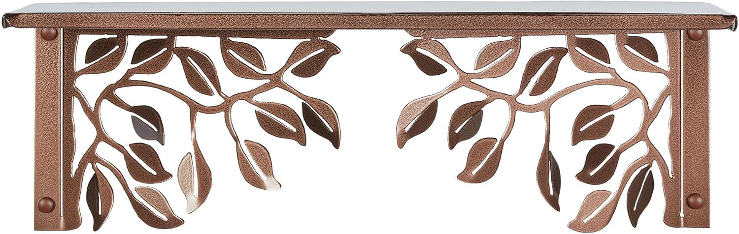 Touch of Class Verdin Leaves Metal Wall Shelf | Traditional Style Antique Copper Shelving for Bedroom, Living Room, Hallway | Indoor Outdoor