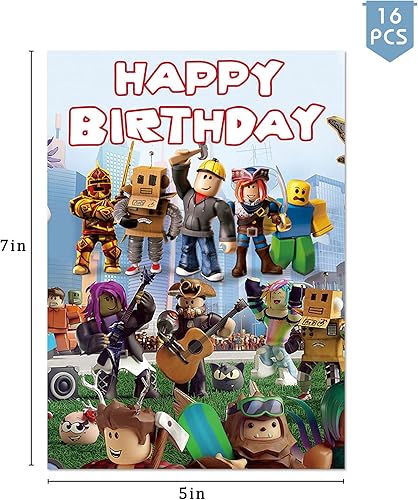 Miniatura 2 de 16 tarjetas de invitaciones de fiesta de juegos para niños y niñas, suministros de fiesta de cumpleaños, decoraciones de 5 x 7 pulgadas