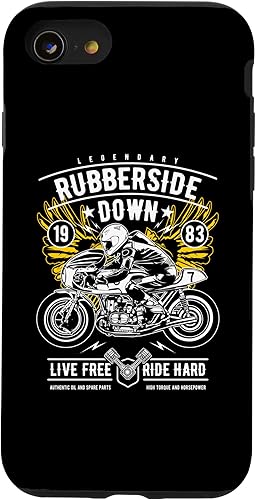 Vista 16 de iPhone 11 Retro Cafe Racer Rubberside Down Motorcycle Race Design Case