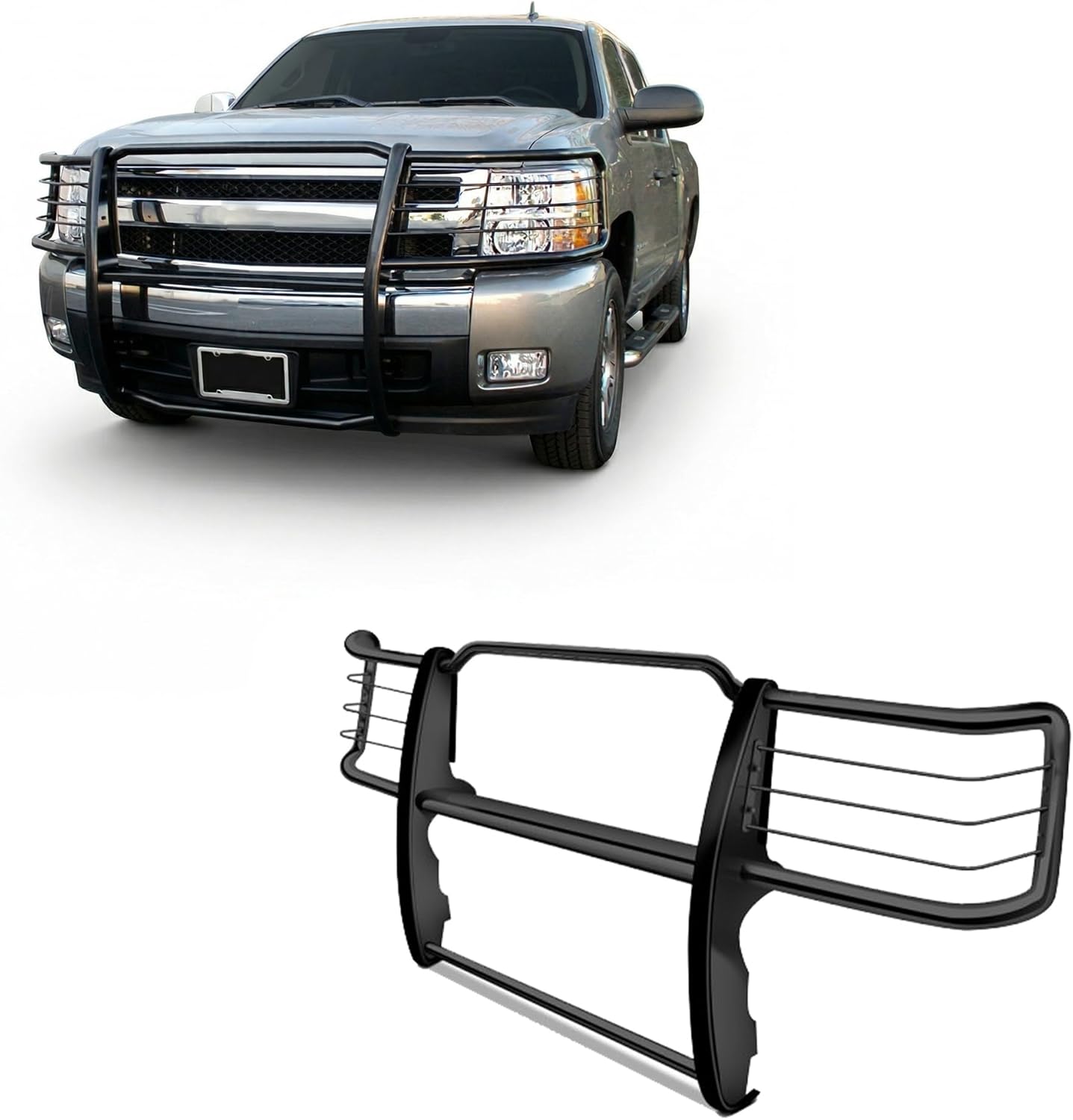 Black Horse Grille brush Bumper Guard Modular Black Compatible with 2015-2019 Chevrolet Silverado 2500 HD|2015-2019 Chevrolet Silverado 3500 HD-17GT28MA