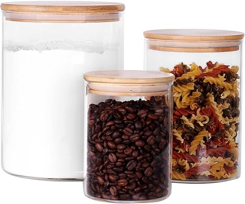 Tzerotone Tarros de harina de vidrio con tapas herméticas, paquete de 6 recipientes de sal de azúcar y harina, tarro de arroz de vidrio extra grande