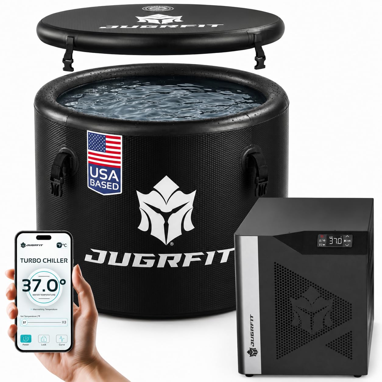 JUGRFIT 90-Gallon Cold Plunge with 1050W Chiller
