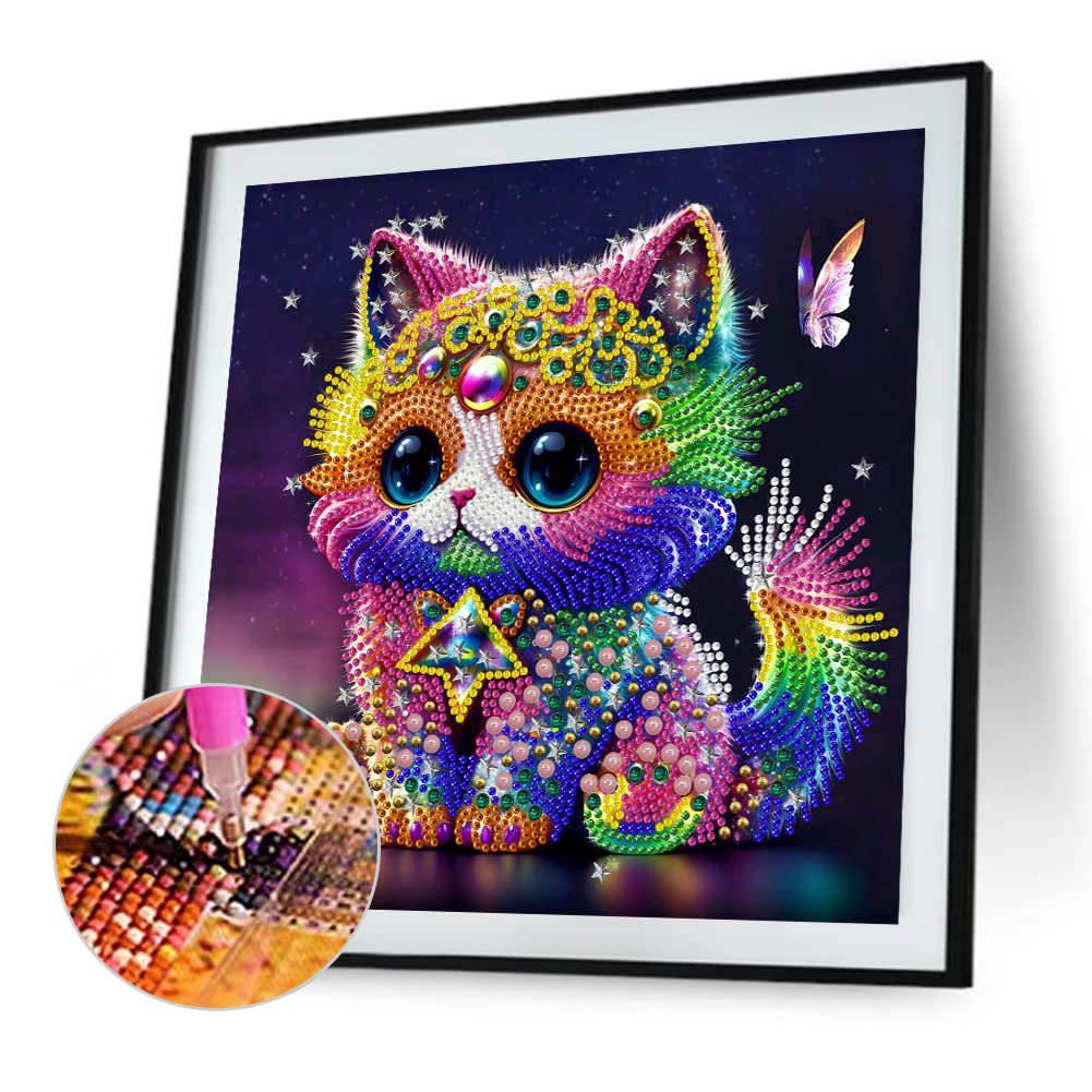Jieyisier Diamond Painting Chat 30x40cm - Kit Peinture Diamant Adulte Animaux Pour Décoration Murale Et Loisir Créatif