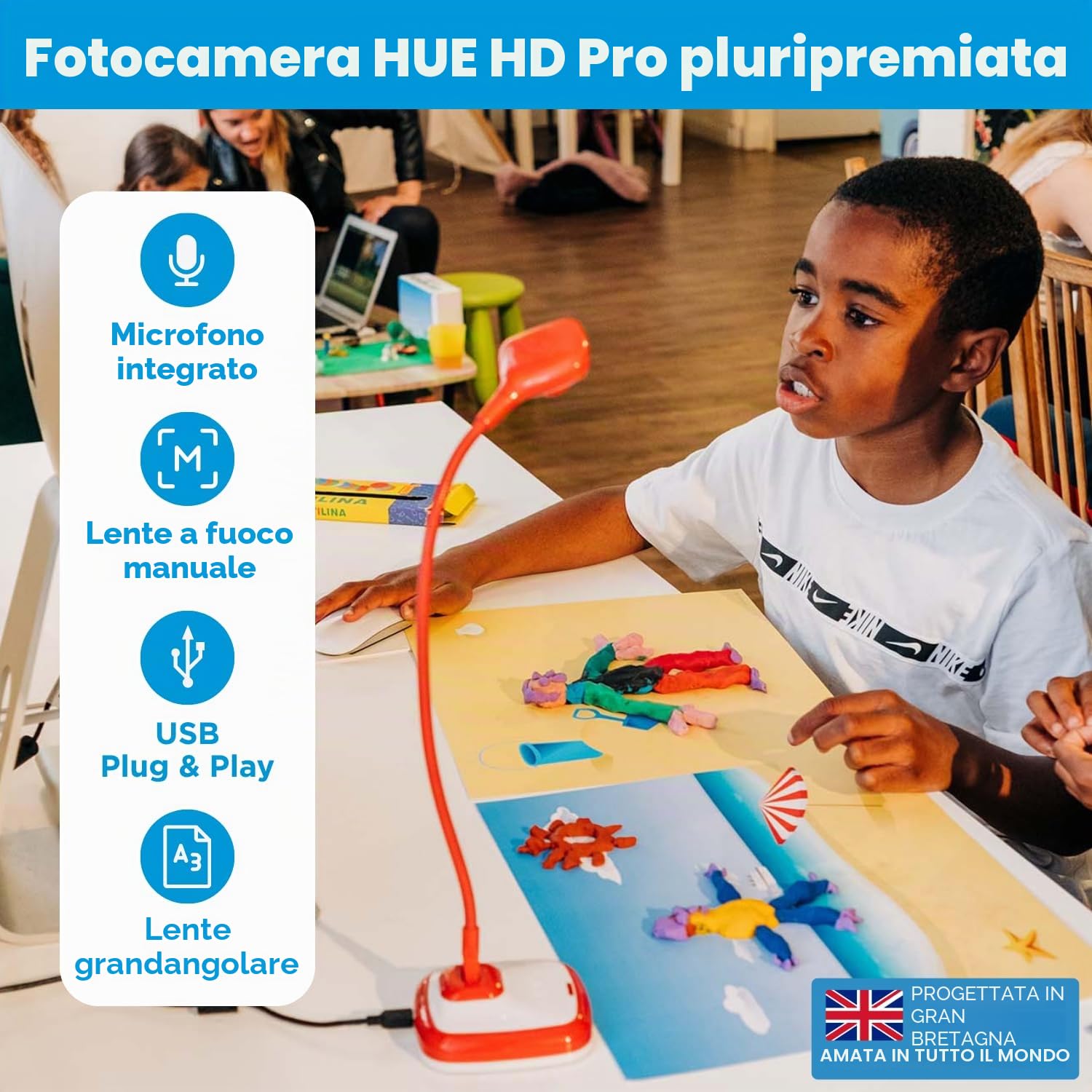 HUE Animation Studio Pro Stop Motion Kit (Full HD 1080p, Camera flessibile, Software, Libro) per Windows/macOS (Nero)