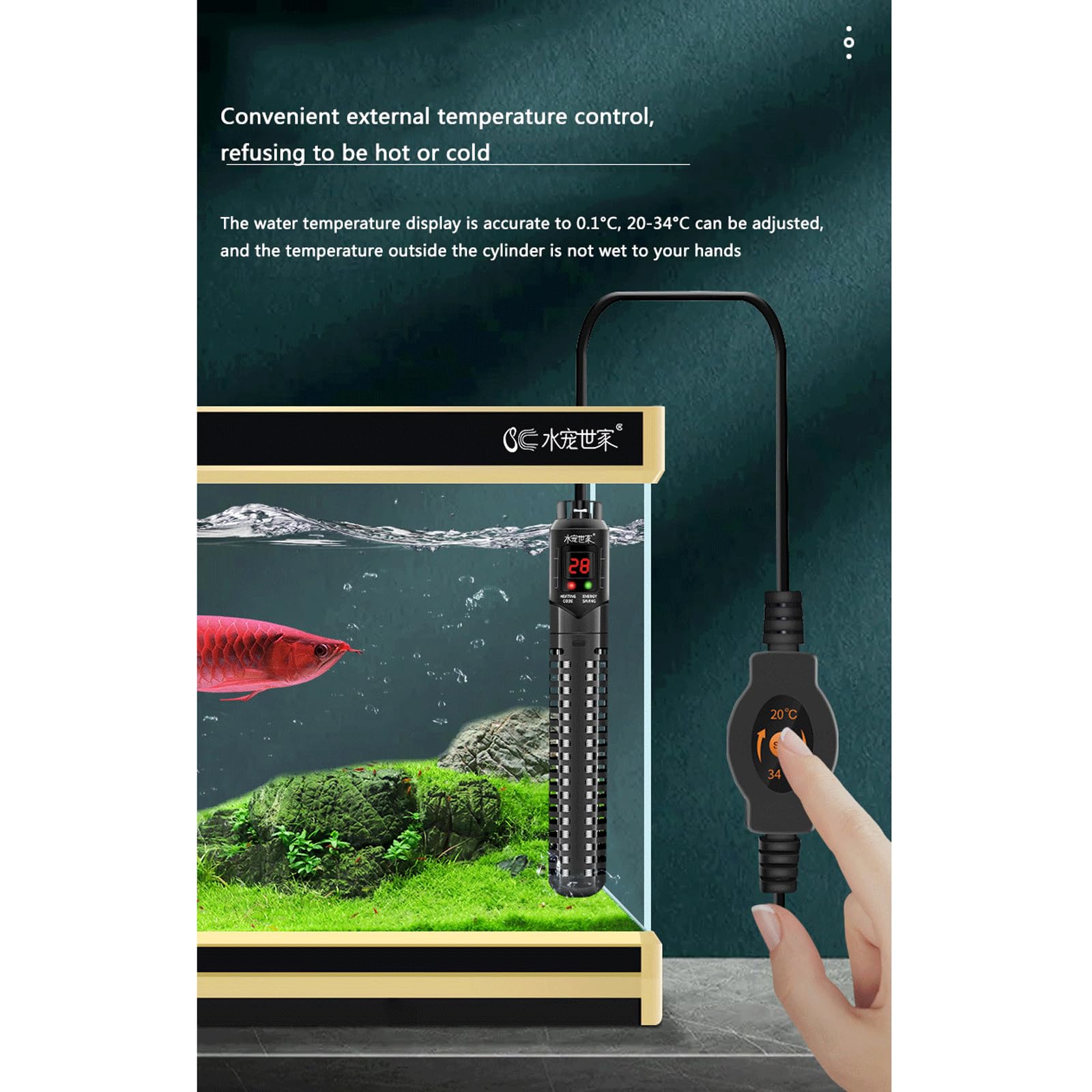 Calentador De Tanque De Peces Temperatura Constante Automática Ahorro Acuario Calentamiento Rod,500W