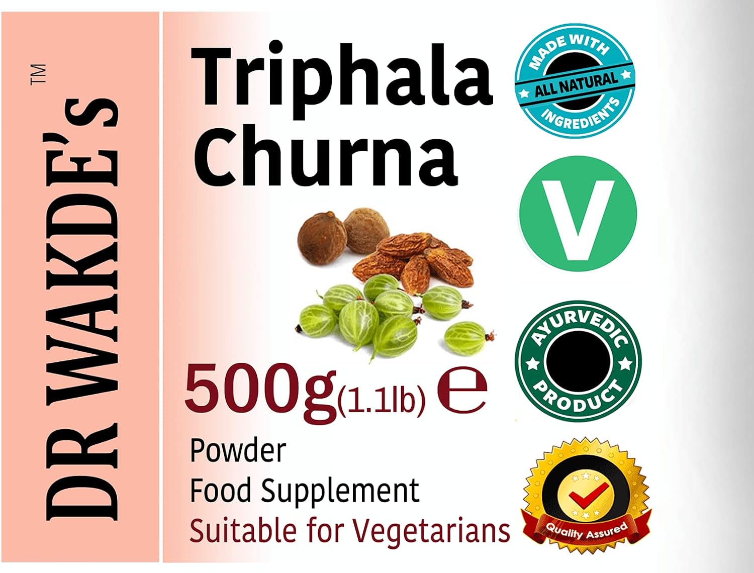 DR WAKDE’S Triphala Churna Powder - 500g (1.1lb) | Mixture of 3 Dried Popular Fruits | Amla, Haritaki & Bibhitaki | Plant-Based | Vegan | All Natural