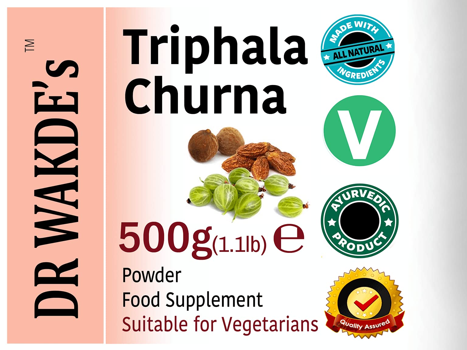 DR WAKDE'S Triphala Churna Pulver - 500g (1,1 lb) | Mischung aus 3 Beliebten Getrockneten Früchten | Amla, Haritaki & Bibhitaki | Pflanzlich | Vegan | Ganz Natürlich