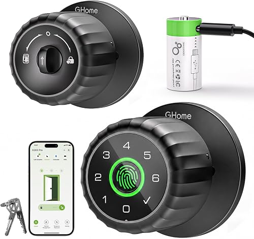 GHome KD03 PRO Smart Fingerprint Door Knob, 4-in-1 Keyless Entry with App Control & Rechargeable Battery GHome KD03 PRO Smart Fingerprint Door Knob, 4-in-1 Keyless Entry with App Control & Rechargeable Battery