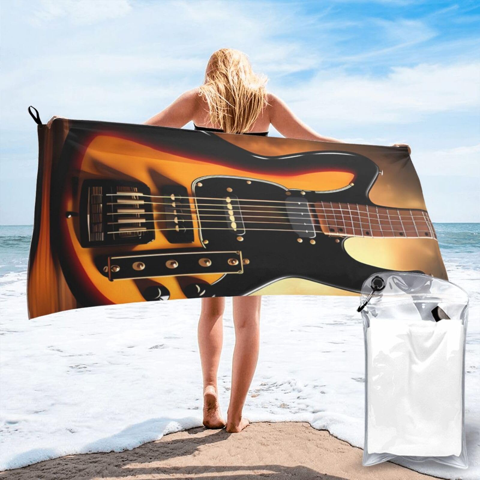 Serviette de plage séchage rapide en microfibre absorbante et compacte