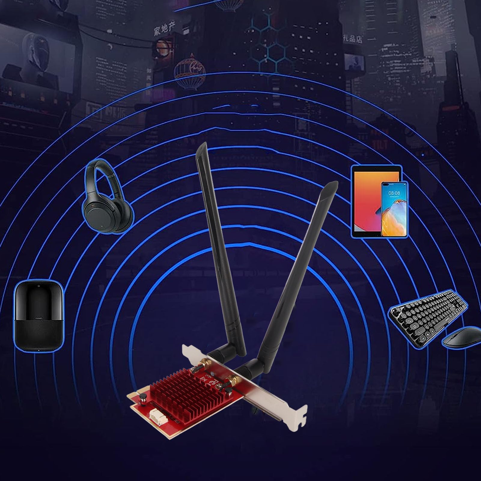 Scheda Pcie Wifi 6E, Schede di Rete Wifi Si Estendono Fino a 6Ghz (6Ghz/5Ghz/2, 4Ghz), Bluetooth 5.2, Compatibile con X4/X8/X16, Supporto per Windows 10/11X64bit e per Linux