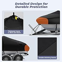 Vista 3 de RVMasking - Funda para barco, 1400D resistente reforzada en el medio, impermeable y remolcable con bolsa de almacenamiento para casco V, de tres