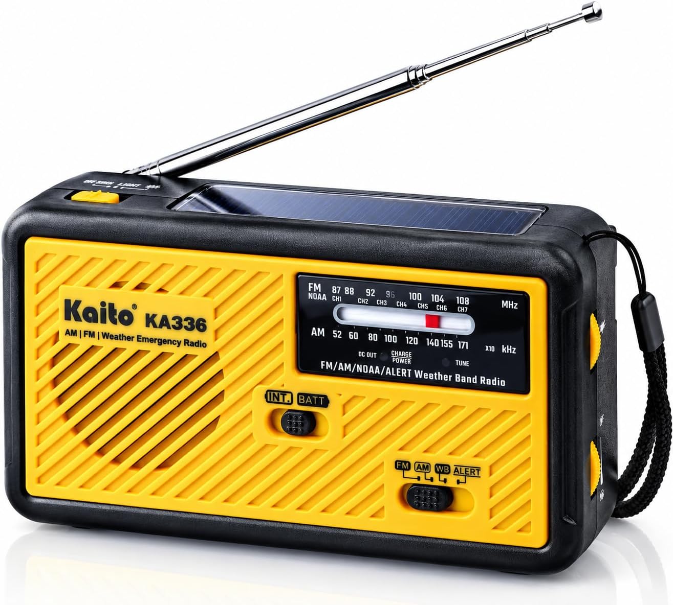Voyager ECO Emergency Radio KA336 AM/FM NOAA Weather Alert 5-Way Powered Solar Crank Radio Receiver with LED Flashlight and USB Mobile Phone Charger Yellow