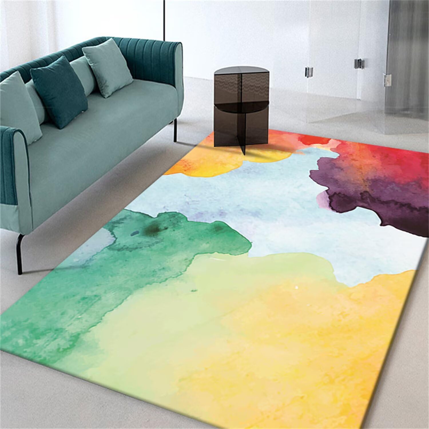 Tapis de salon lavable et antidérapant 120x160 cm coloré pour entrée