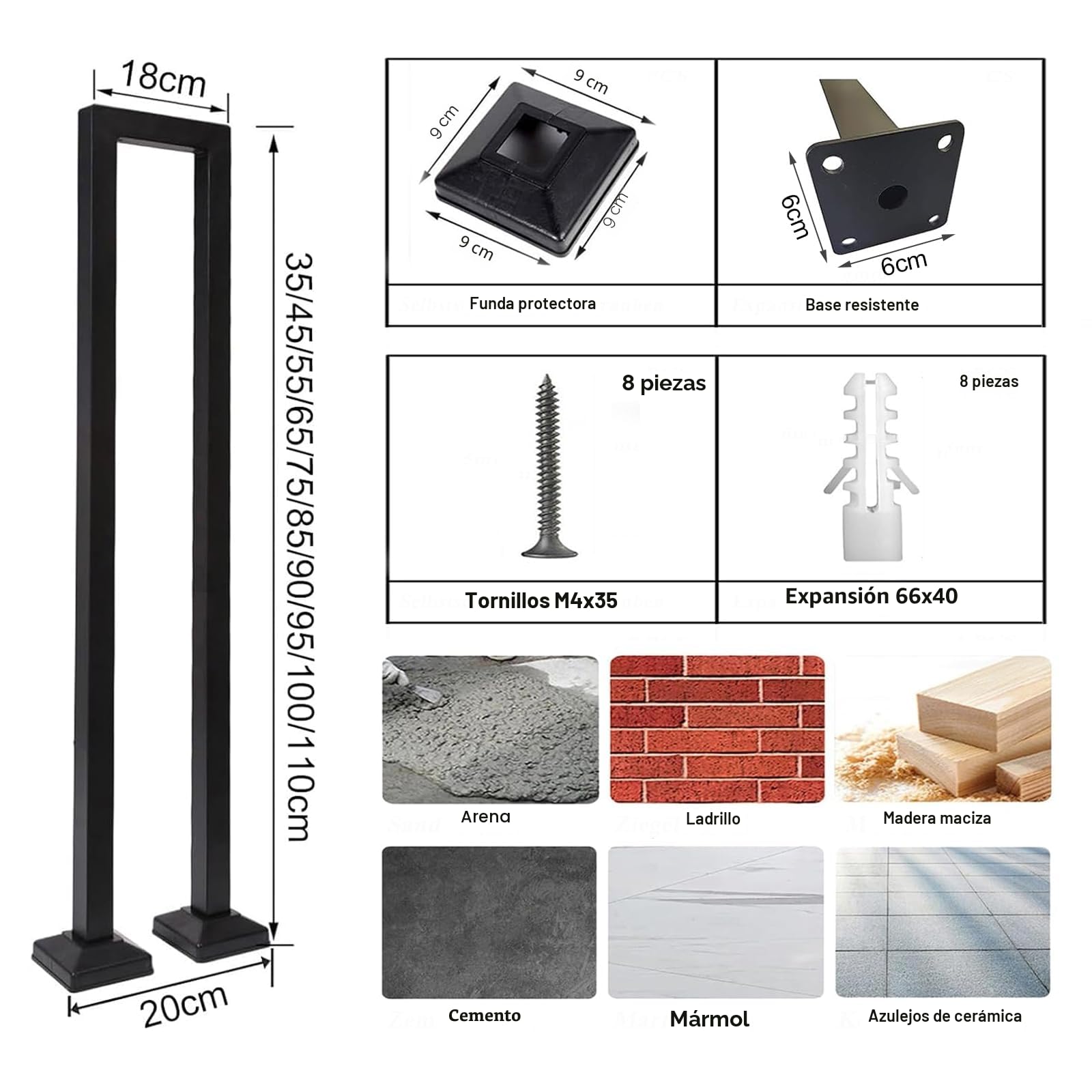 Barandilla Escalera Interior, Pasamanos Escalera en Forma de U, Barandillas Escaleras para Villas, Balcones, Pasillos, Apartamentos, Interiores y Exteriores (85cm, Negro)