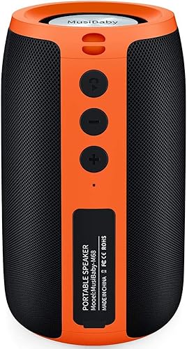 Bluetooth Speaker,Valentines Gifts MusiBaby Speakers Bluetooth Wireless,Waterproof,Outdoor,Portable Speaker with Stereo Sound,Booming Bass,Dual Pairing,Bluetooth 5.3,24H Play,Gifts for Men-Orange