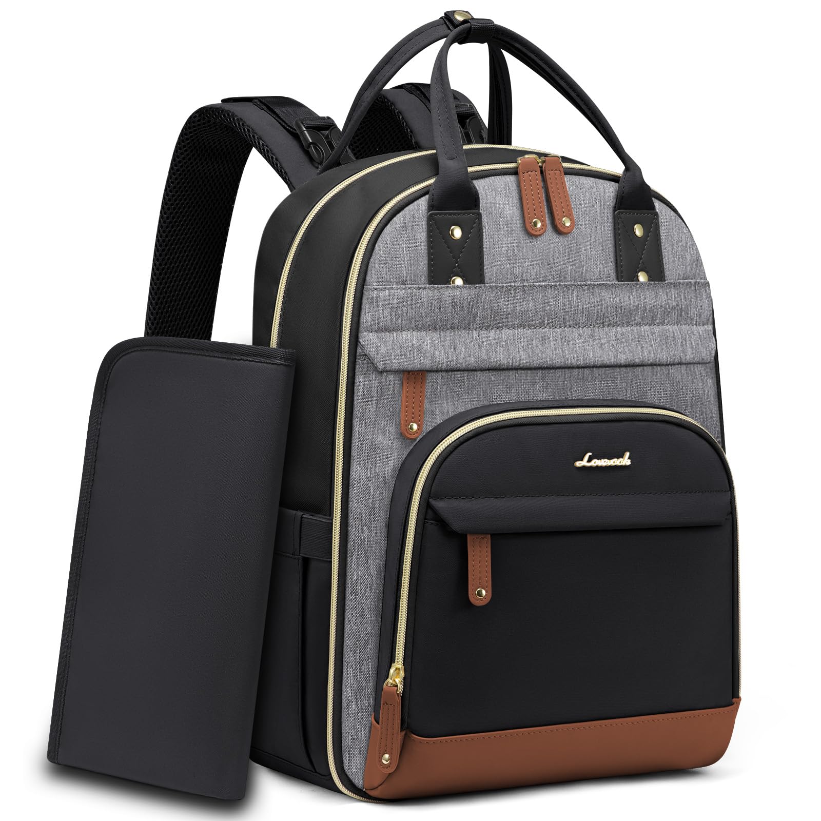 LOVEVOOK Diaper Bag Backpack, Baby Bag with Changing Pad, Large Diaper Backpack Boy Girl, Waterproof Baby Registry Bag for Mom Dad with Stroller