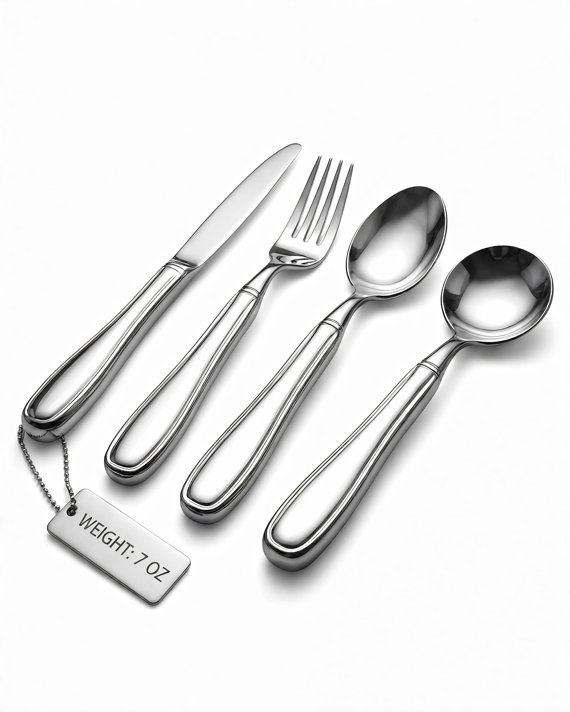 Weighted Utensils 7 oz Cozentra - Adaptive Utensils (4-Piece Set) Weighted 7 oz Each- Weighted Utensils for Hand Tremors and Parkinson's Patients - Weighted Silverware for Hand Tremors