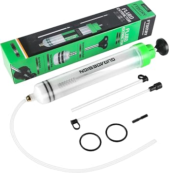 FTIHTRY 200CC Automotive Fluid Extractor Pump with Long Rubber Hose, Fluid Syringe Pump Manual Suction Vacuum Fuel Car Transfer,7 Oz./0.21 Qt./200 CC