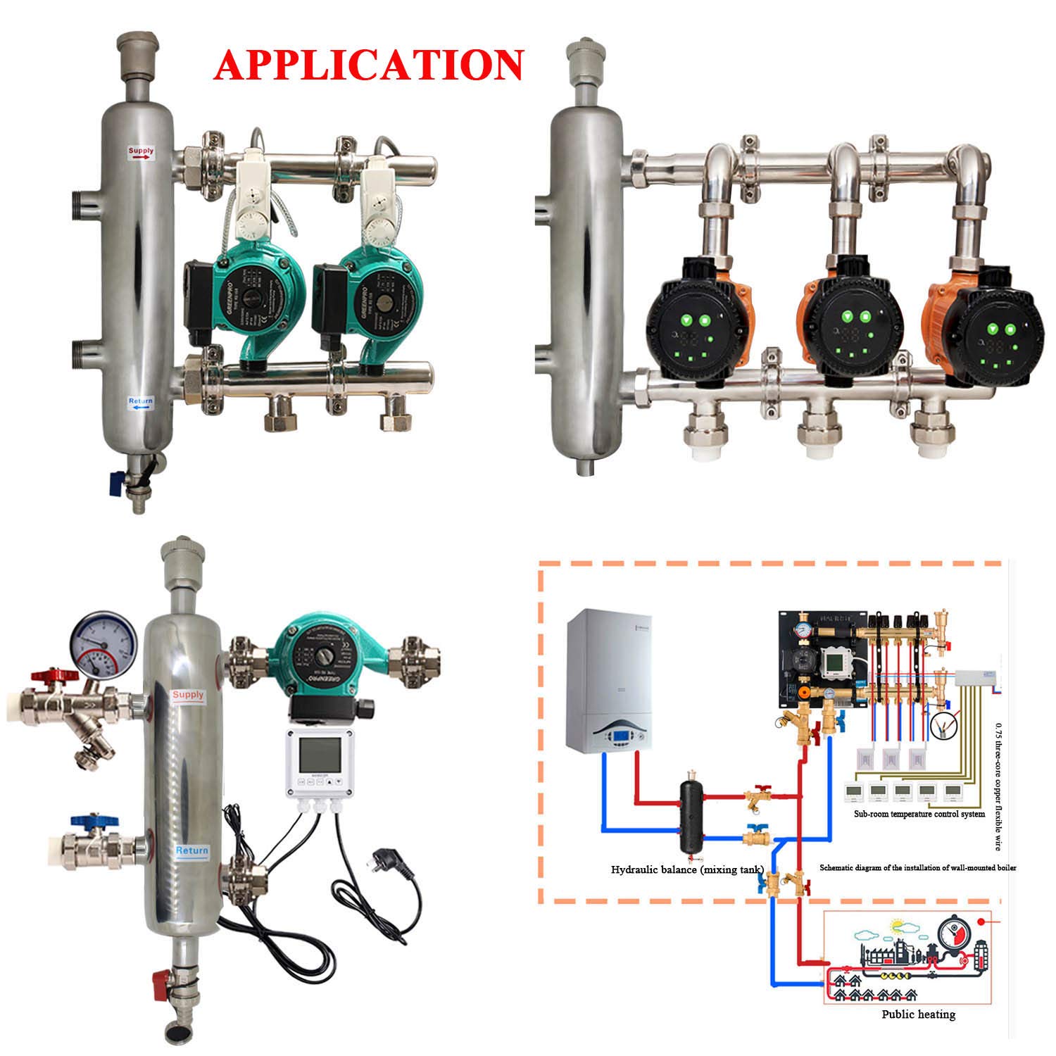 Separatore compensatore idraulico multifunzionale inox per distributore collettore riscaldamento a pavimento radiatore 3/4 1 1-1/4 1-1/2 pollice (1 pollice)