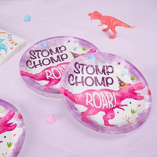 Miniatura 4 de WERNNSAI 100 platos y servilletas de dinosaurio, suministros de fiesta de cumpleaños de dinosaurios, platos de papel de dinosaurio, servilletas