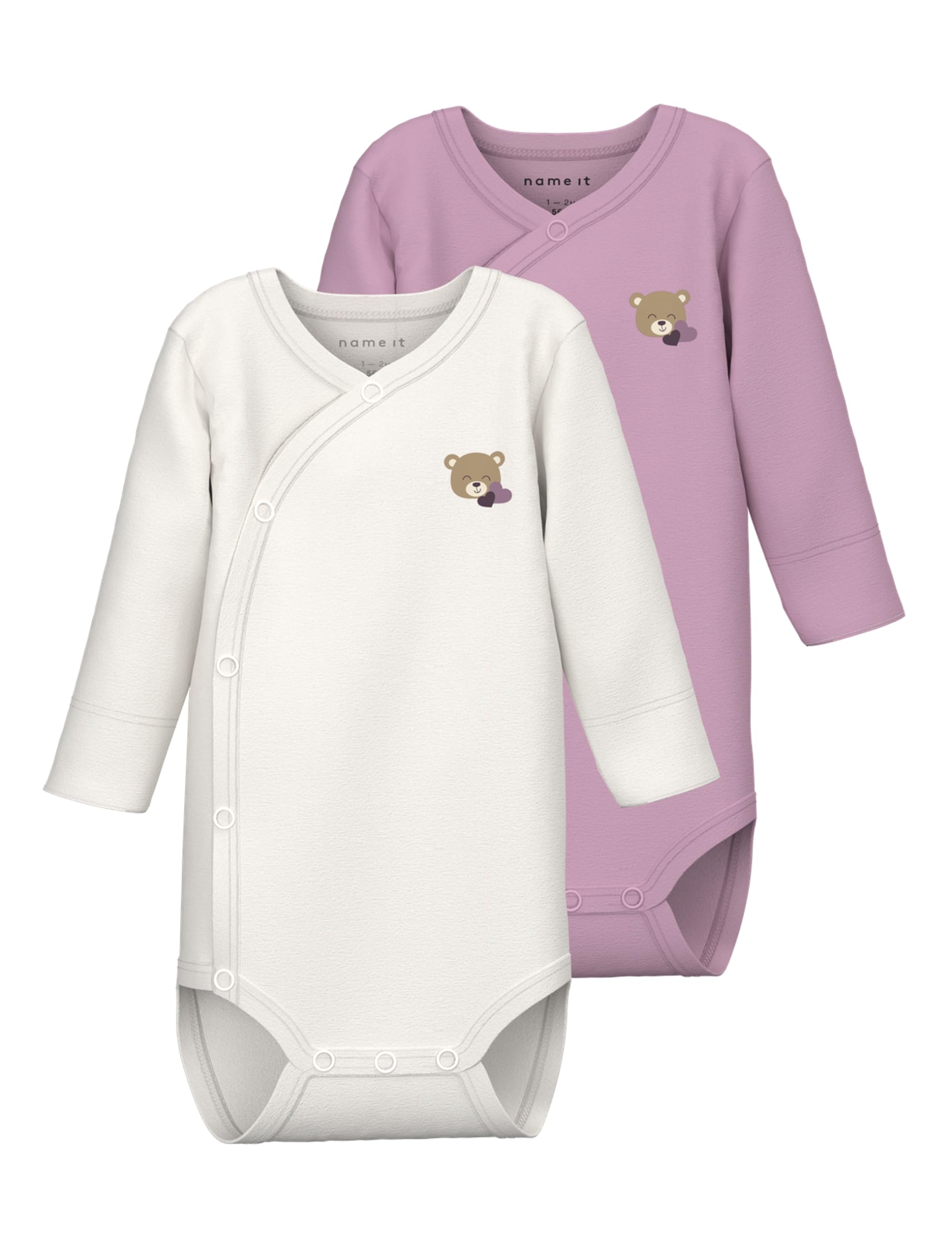 Damskie body Nbfnedria 2P Ls Wrap Body, White Alyssum, Numeric_80 (2 sztuki), White Alyssum, numeric_80