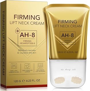 WLCTJIAYOU AH-8 Firming Neck Cream with Roller: Lifts Sagging Neck & Chest Skin, Reduces Wrinkles, Deeply Hydrates Crepey Texture - 4.23oz