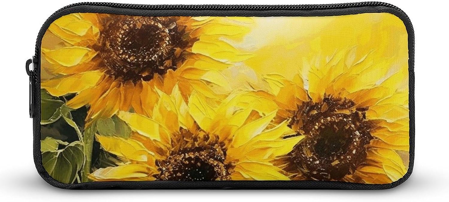 Yellow Sunflowers Pencil Pouch Soft Large Capacity Pencil Case