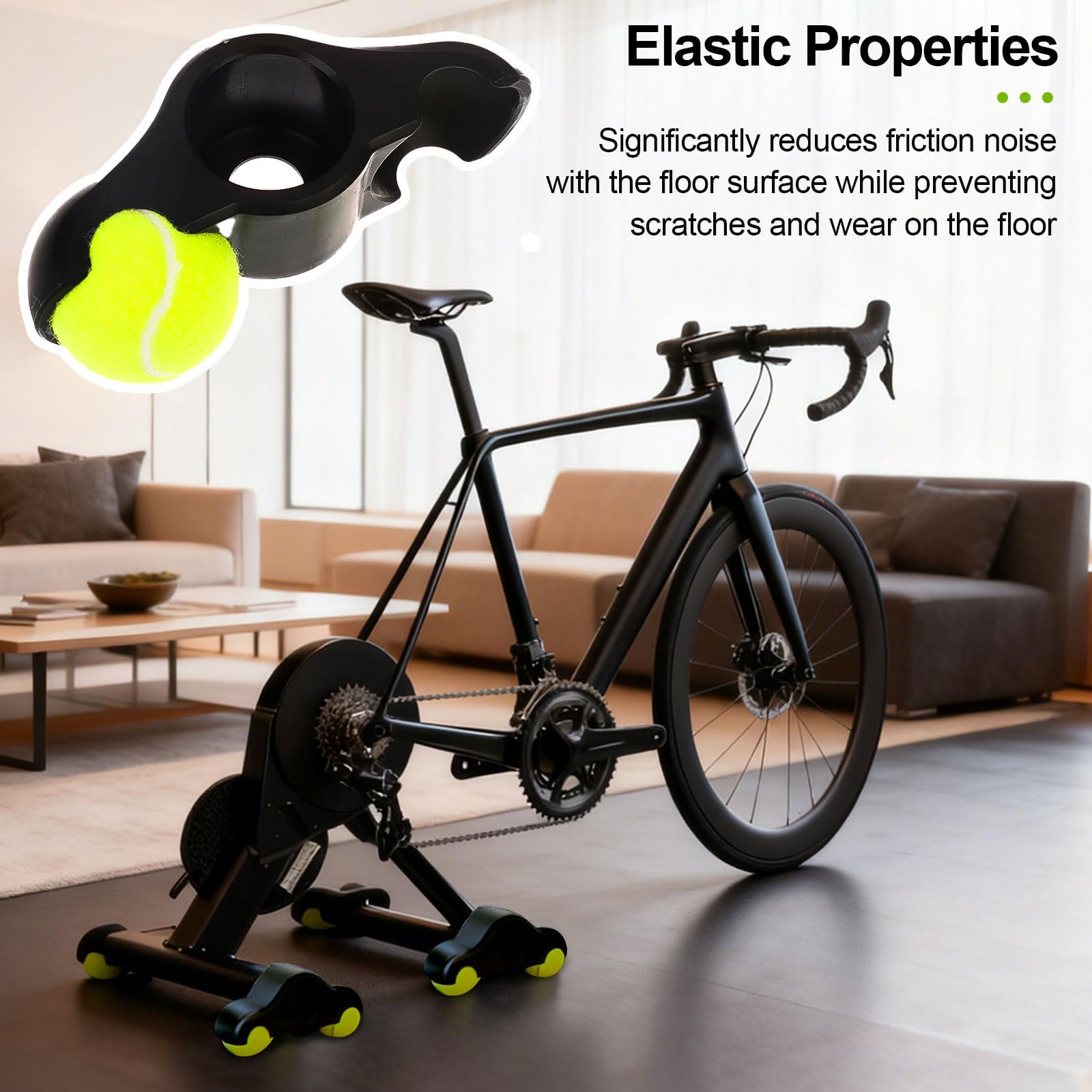 4 Pezzi Rocker Plate Feet, Accessori per Kickr Core 2 Rullo da Allenamento, Ciclismo Indoor Adattatori per Piedi Tennis, con 8 Palline Tennis, piedi Tennis Rullo Allenamento per Wahoo Kickr Core (4)