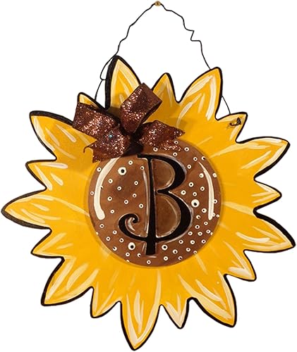 Miniatura 2 de Colgador de puerta con diseño de girasol, madera sin acabar, estilo 1