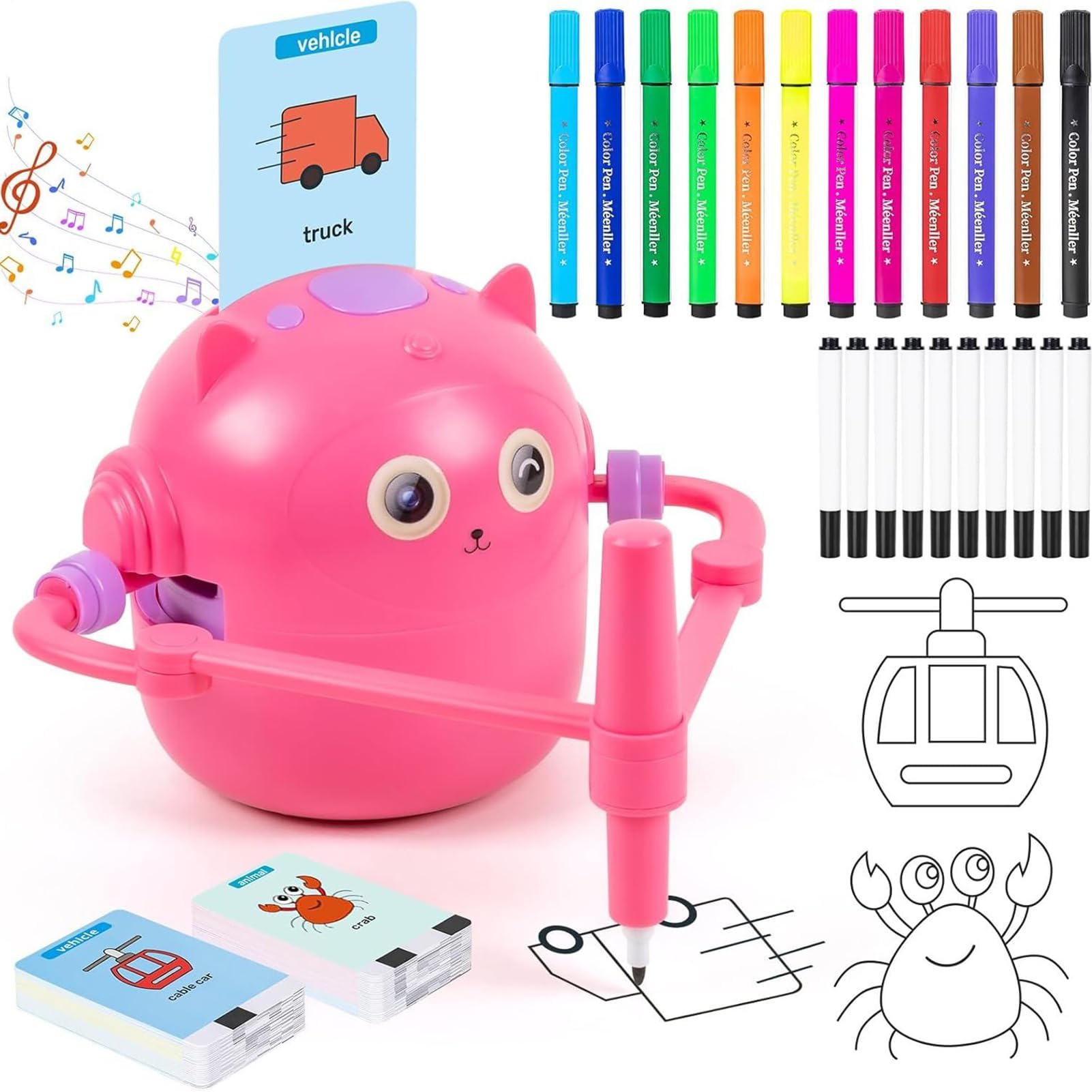 Generico Robot De Dibujo Para Niños - Educativo Interactivo para Pintura con 100 Cartas - Robot de Dibujo Artístico y Pintura, Para Niños, Edad Preescolar, Estudiantes, Familia Y | Robot de dibujo artístico y pintura apto para niños preescolares, chicos,