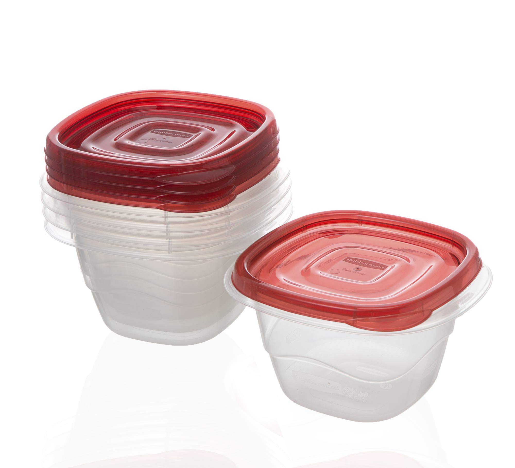Rubbermaid TakeAlongs Mini Deep Square Food Storage Containers, 2.1 Cup, Tint Chili, 5 Count