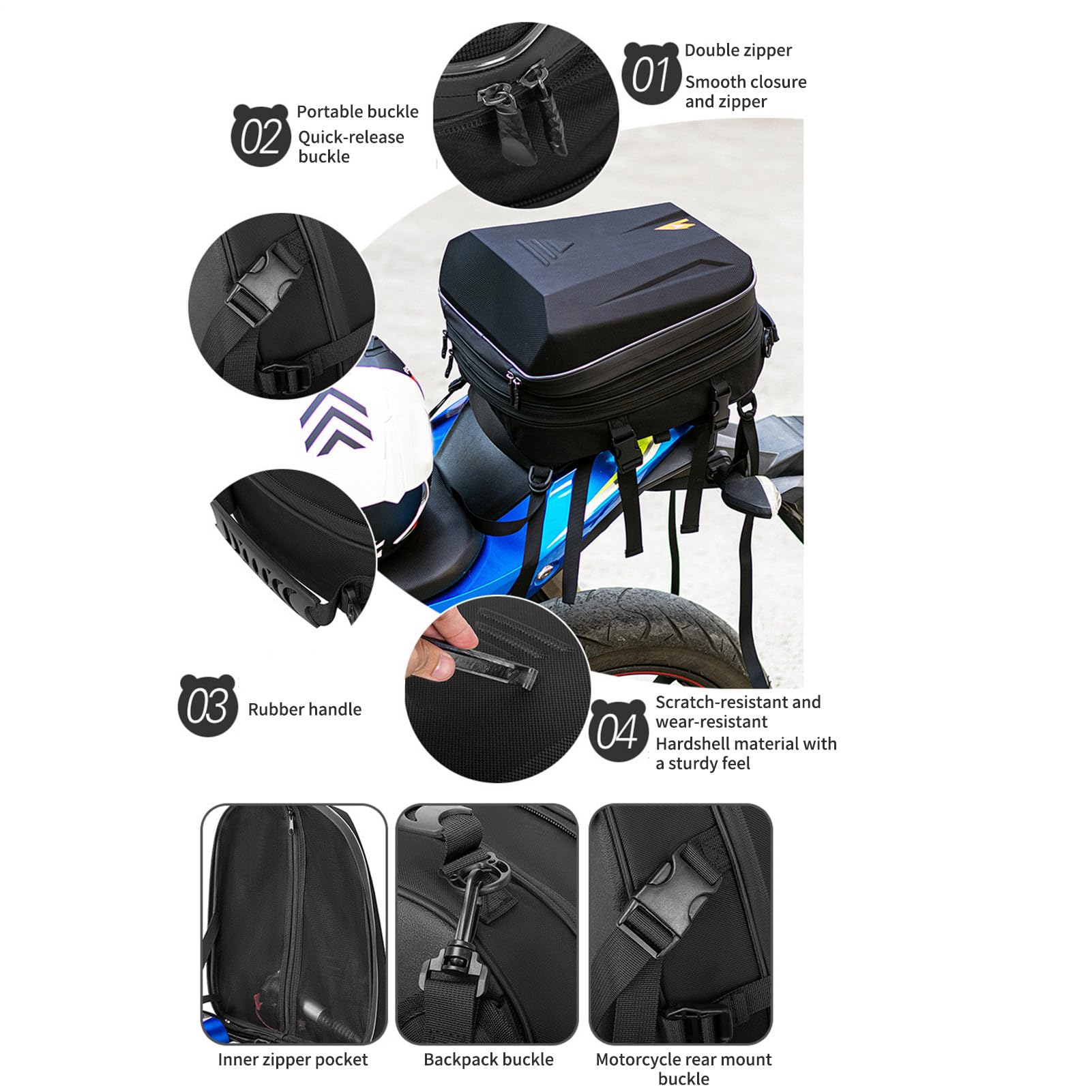 Borse Per Motocicletta Per Sedile Posteriore 20L-28L Borsa a Mano | Borsa Da Viaggio Per Motocicletta Impermeabile Per Motociclette E Moto Da Cross Touring Pendolarismo Viaggio Guida