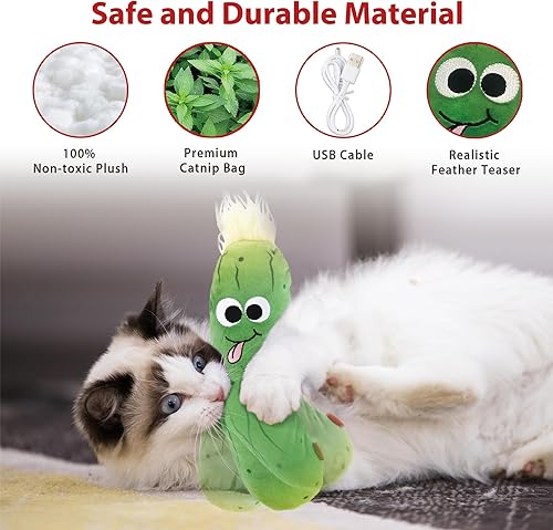 Miniatura 5 de Gigwi Juguetes interactivos para gatos con hierba gatera, juguetes electrónicos de flotación activados por movimiento, juguetes para gatos en