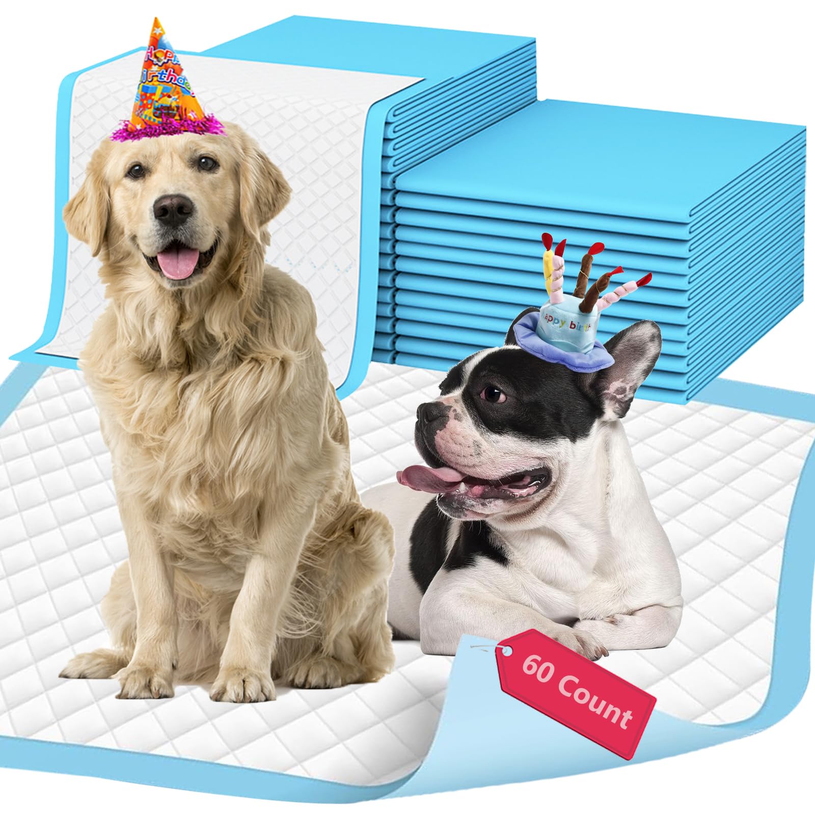 Almohadillas XL más gruesas para perros de 30 x 26 pulgadas, 60 unidades, almohadillas de entrenamiento extra grandes para mascotas, a prueba de fugas y súper absorbentes, almohadillas desechables de