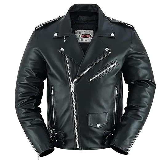 Jaqueta masculina Daniel Smart de couro sintético para motociclista – Jaqueta preta econômica com zíper e laterais lisas e vários bolsos, Preto, G