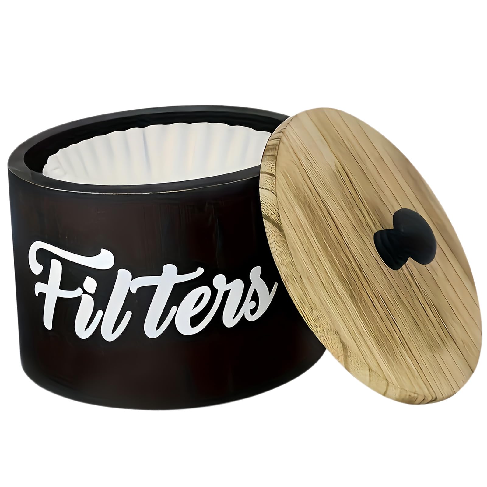 Qusinfc Natural Wood Coffee Filter Dispenser Box with Open Design Coffee Filter Container for Easy Access and Space Saving Multipurpose Kitchen Storage Box