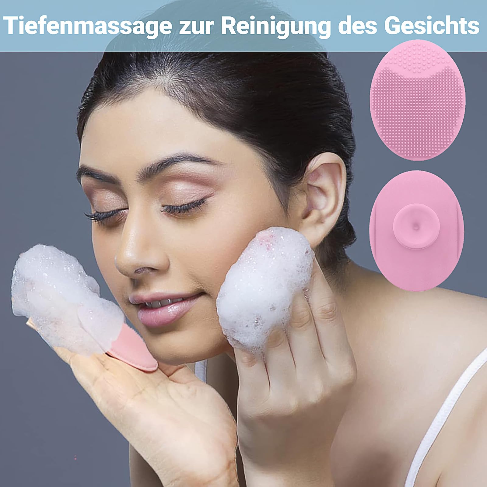 Brosse de bain pour bébé, set de 3 brosses de massage rondes, brosse de massage en silicone, brosse exfoliante en silicone, pour les peaux sèches, les croûtes de langes et l'eczéma (bleu, vert, rose)