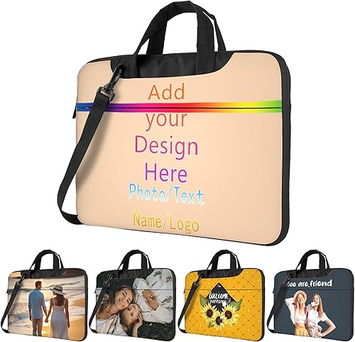 Miniatura 21 de Funda personalizada para laptop personalizada, añade tu foto, texto, maletines para portátil Púrpura 3,Negro,azul (Blue1),Blue2,Marrón,Verde